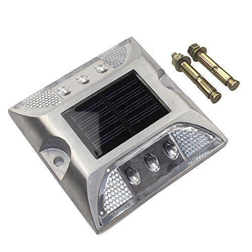 CST Lighting Aluminum Solar 6-LED Deck Dock Lights Step Road Path Lamp Waterproof Security Warning Driveway for Outdoor Fence Pool Patio Yard Home
