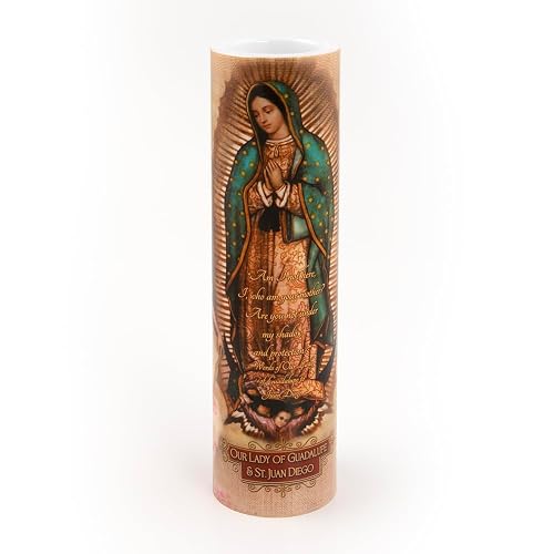 THE SAINTS COLLECTION Our Lady of Guadulpe with Juan Diego, LED Flameless Devotional Prayer Candle