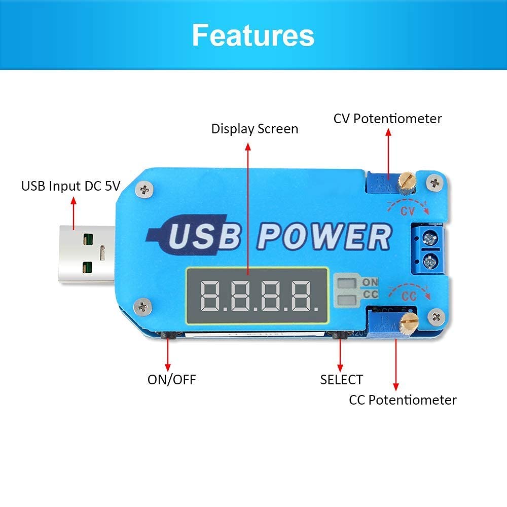 PEMENOL 15W DC-DC Buck Boost Voltage Converter, 5V to 3.3V 9V 12V 24V 30V CVCC Step Up/Down Module Adjustable USB Power Supply Module with Shell