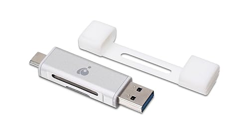 IOGEAR USB-C 2-in-1 SD Card Reader - w/USB Type A - SDXC - SDHC - SD - MMC - RS-MMC - Micro SDXC - Micro SD - Micro SDHC Card - UHS-I Cards - GFR3C12