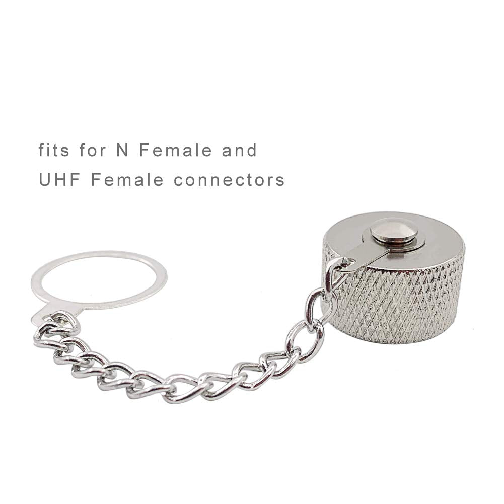 (Pack of 10) Protective Cover Dust Cap with Chain for N Type Female and UHF Female SO-239 Connector Adapter