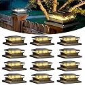 Solar Post Cap Lights 12 Pack, Fence Post Solar Lights, Warm White/Cool White Lighting, Black Waterproof Outdoor Post Lights for Garden Patio Porch