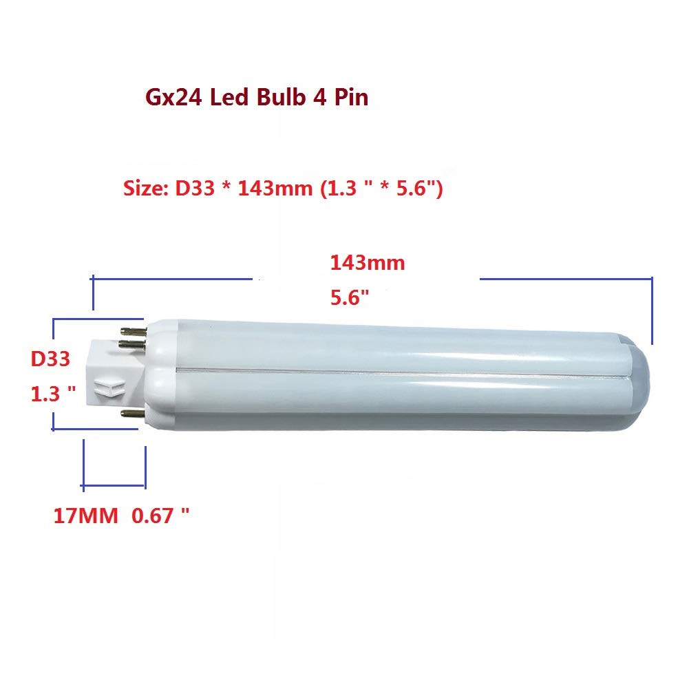 QLEE 9w Led Gx24Q Bulb 4-Pin Base PL Retrofit Lamp Natural 4000k Daylight Equivalent Gx24Q-3 20W CFL Bulb GX24 Reading Desk Table Light Downlight 360