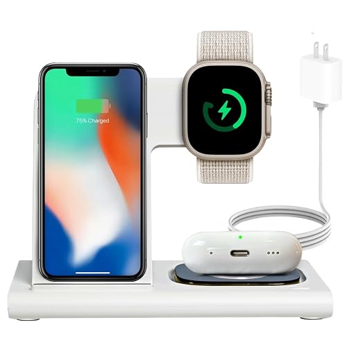 Spracht Flex Charge 3-3 in 1 Charging Station, Portable Charging Station for Smartphones, Smart Watches, Earbuds - 25W Fast Wireless Charger Stand