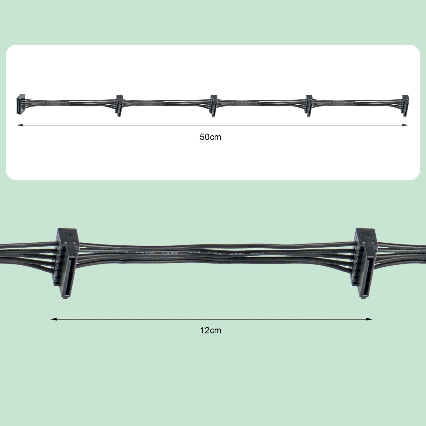 YSIUENG 15 pin to 4 SATA Power Extension Cable for Hard Disk Driver HDD SSD DVD - 50cm ?2 Pieces?