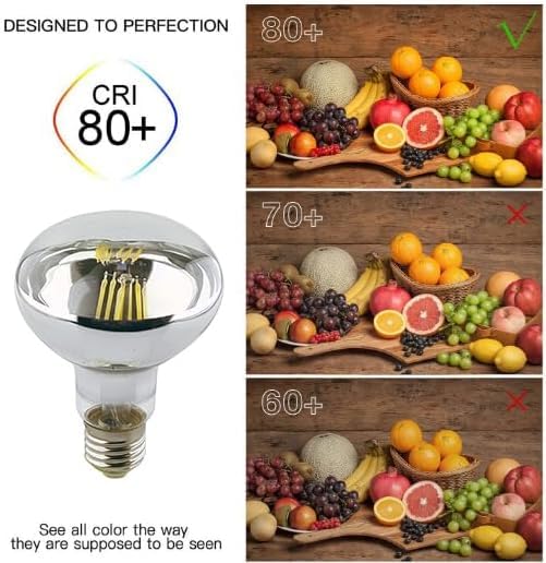 Beriteluce LED Vintage Edison Bulb, Dimmable, LED Flood Light Reflector, R80/BR30 8W (80W Equivalent), 750 Lumen, 2700K (Warm White), Medium Base E26