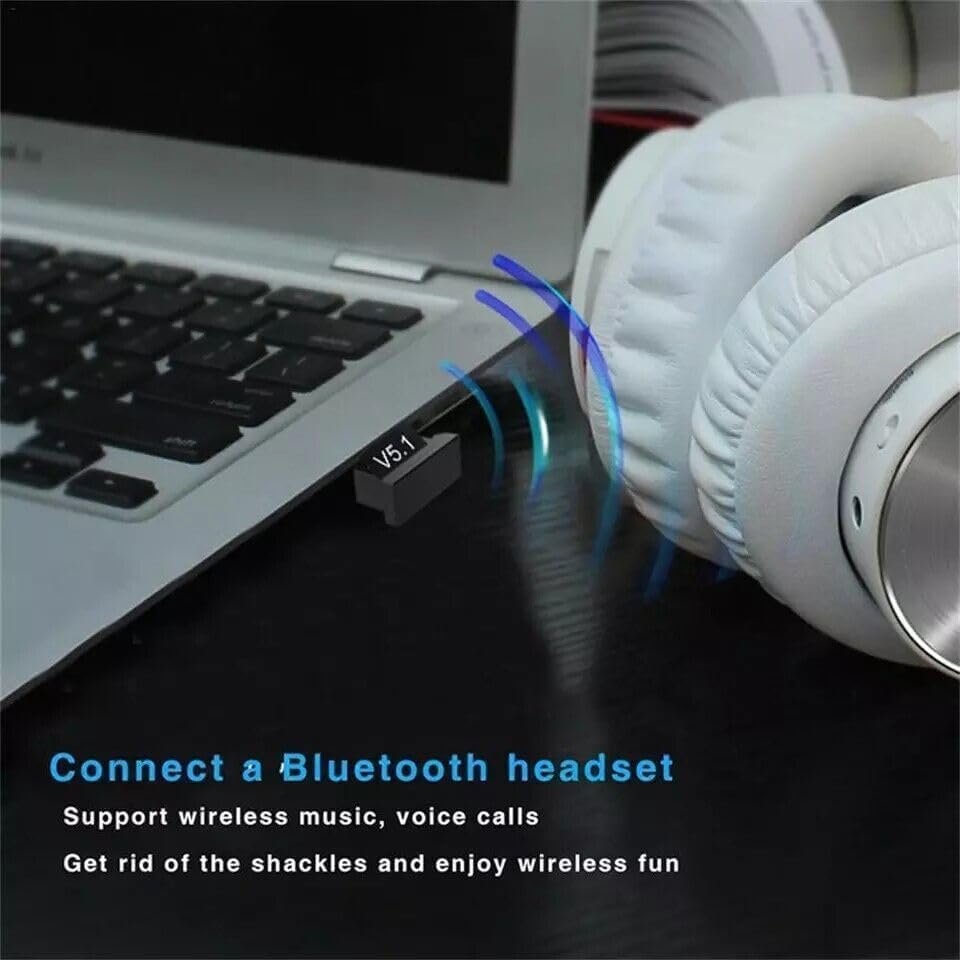 USB Wireless Bluetooth Adapter, Bluetooth 5.1 USB Adapter Receiver Audio Transmitter Wireless Receiver Dongle for Desktop, Laptop, Speaker