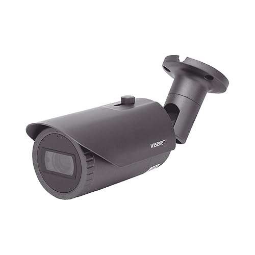 HANWHA | QNO-8080R | 5 MP Network IR Bullet Camera with Motorized Varifocal Lens, 3.2~10mm (3.1x) Motorized varifocal Lens, IP66 Weatherproof, RJ45