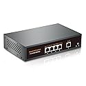 5-Port Gigabit POE Switch with 1 Gigabit Uplink, 4 POE+ Ports-1000Mbps, 75W 802.3af/at, Metal Desktop Wall Mountable, VLAN Function, Extend to 100M