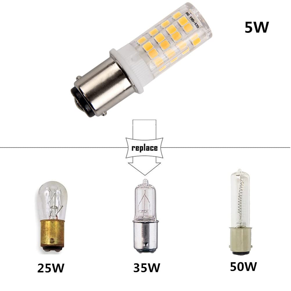 4PCS BA15D led bulb 120V Double Contact Bayonet base 5 Watt Warm White 3000K for Sewing Machine Lamp, Non-dimmable