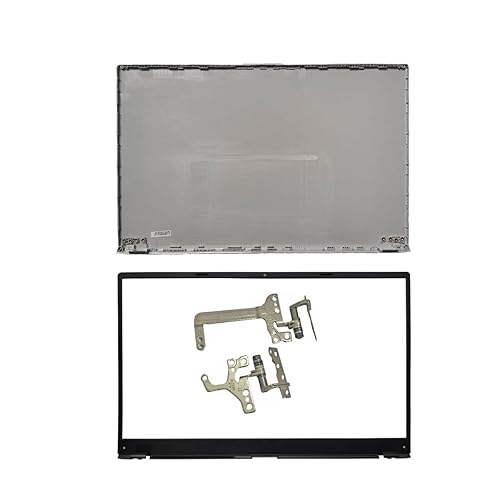 Laptop LCD Top Back Cover (Silver) & Front Bezel Cover Case Compatible for Asus X512 X512D X512FA X512DA X512UA X512UB F512D V5000F with Hinges