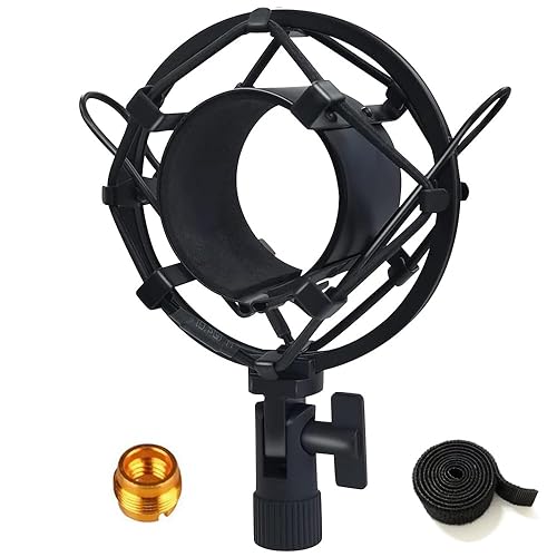 Etubby 47-53mm AT2020 Microphone Shock Mount with Metal Screw Adapter, Adjustable Anti Vibration High Isolation Metal Mic Mount Holder Clip for