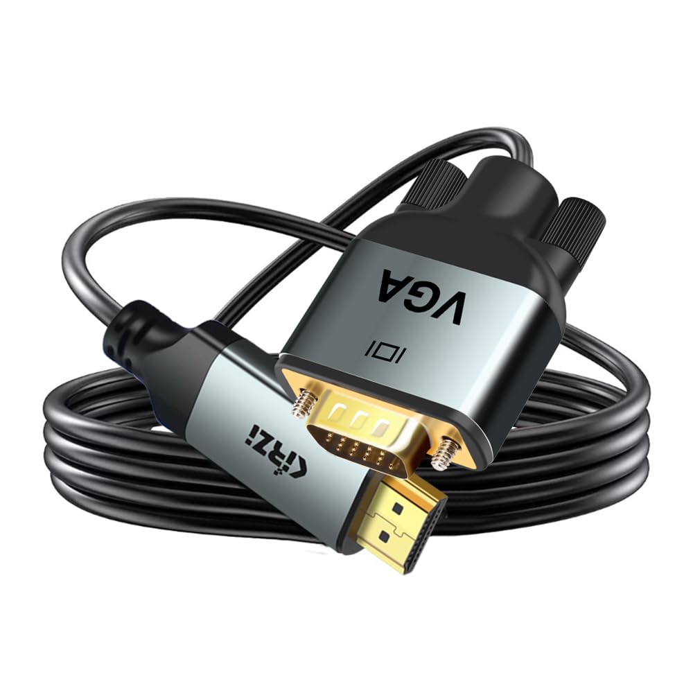 Kirzi HDMI to VGA Cable, Uni-Directional HDMI Computer to VGA Monitor Cable (3ft)