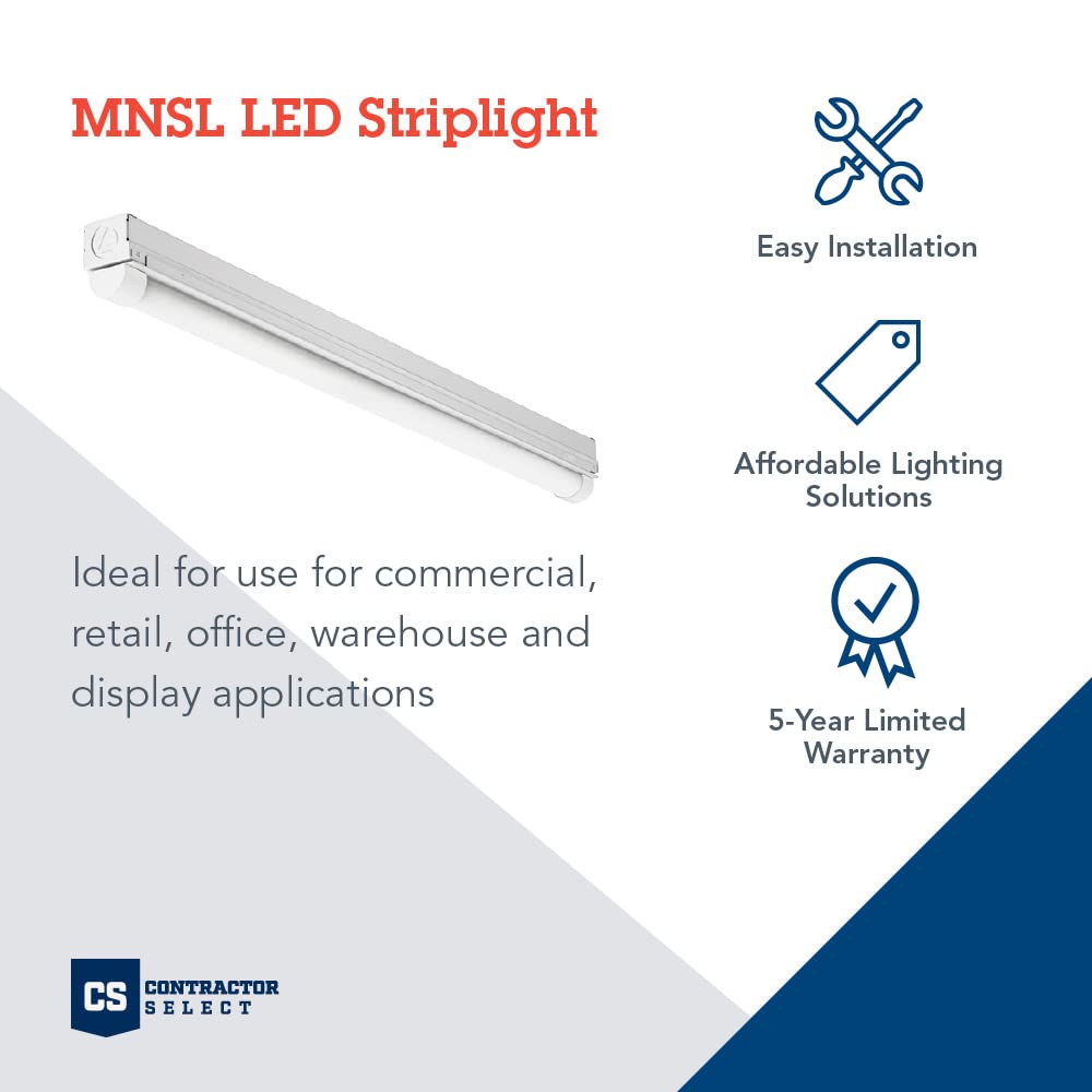 Lithonia Lighting 1 Light LED Strip Light, 2 Foot LED Ceiling Lighting Fixture, 1250 Lumens, 4000K, 80CRI, 11W, Kitchen and Garage Use (MNSL L23 1LL