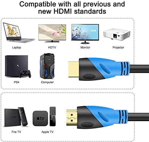 Rommisie 4K HDMI 100 FT Cable (HDMI 2.0,18Gbps) Ultra High Speed Gold Plated Connectors,Ethernet HDMI Cord, 4K@60HZ 2K 1080P 3D ARC Compatible