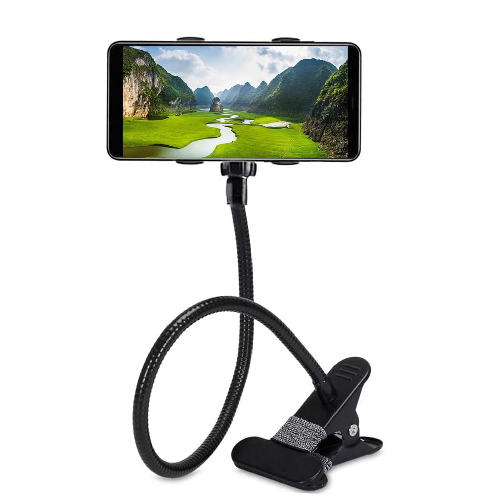 Selfdee Cell Phone Holder,Lazy Bracket, 360-degree Rotating Universal Flexible Long Arms Clip Mount Gooseneck Phones Stand for Bed Flexible Arm