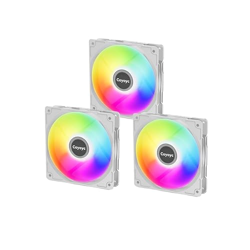 3PCS 1200 RPM RGB Case Fan120mm PC Colorful Cooler Fans FDB Bearing Computer Fans Low-Noise Bearing Forward & Reverse Blade Design for Cooler Master