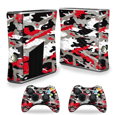 MightySkins Carbon Fiber Skin for Xbox 360 S Console - Red Camo | Protective, Durable Textured Carbon Fiber Finish | Easy to Apply, Remove, and Change