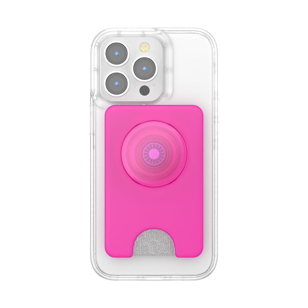 PopSockets Phone Wallet for MagSafe, Phone Card Holder with Grip, Pink - Magenta