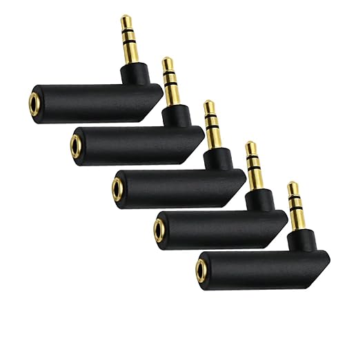 rgzhihuifz 3.5mm Angle Male to Female Audio Adapter, 90 Degree Right Angle Gold-Plated TRS Stereo Jack Plug AUX Connector Compatible with Headset