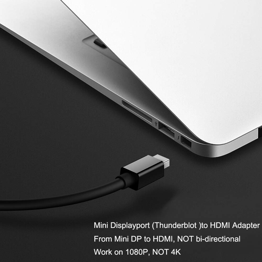 QCEs Mini DisplayPort to HDMI Adapter, Thunderblot to HDMI Cable Adapter Compatible with Apple MacBook Air Pro, iMac,Microsoft Surface Pro Dock