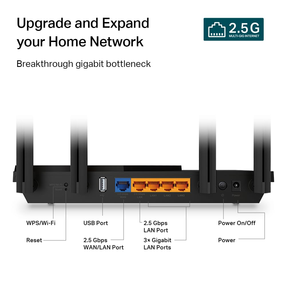 TP-Link AX3000 WiFi 6 Router (Archer AX55 Pro) - Multi Gigabit Wireless Internet, 2 x 2.5 Gbps Ports, Dual Band, VPN Router, OFDMA, MU-MIMO, USB 3.0