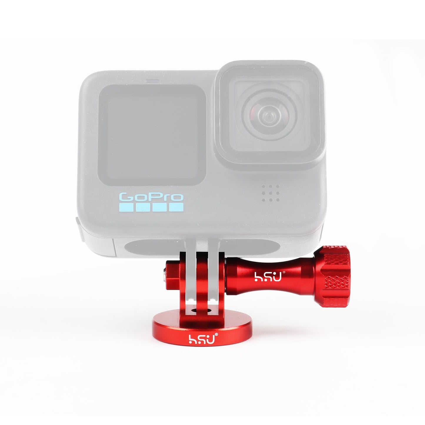 HSU Aluminum Tripod Mount Adapter for GoPro, Hero 12/11/10/9/8/7/6/5/4/3 Action Camera Monopod Mount with Thumbscrew (Red)
