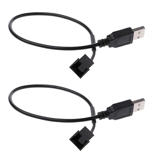 OPSFALCON 2 Pack USB to 3-Pin / 4-Pin PWM 5V Sleeved Fan Power Adapter Cable, USB to 3 Pin / 4 Pin Case Fan Adapter Connector Cable