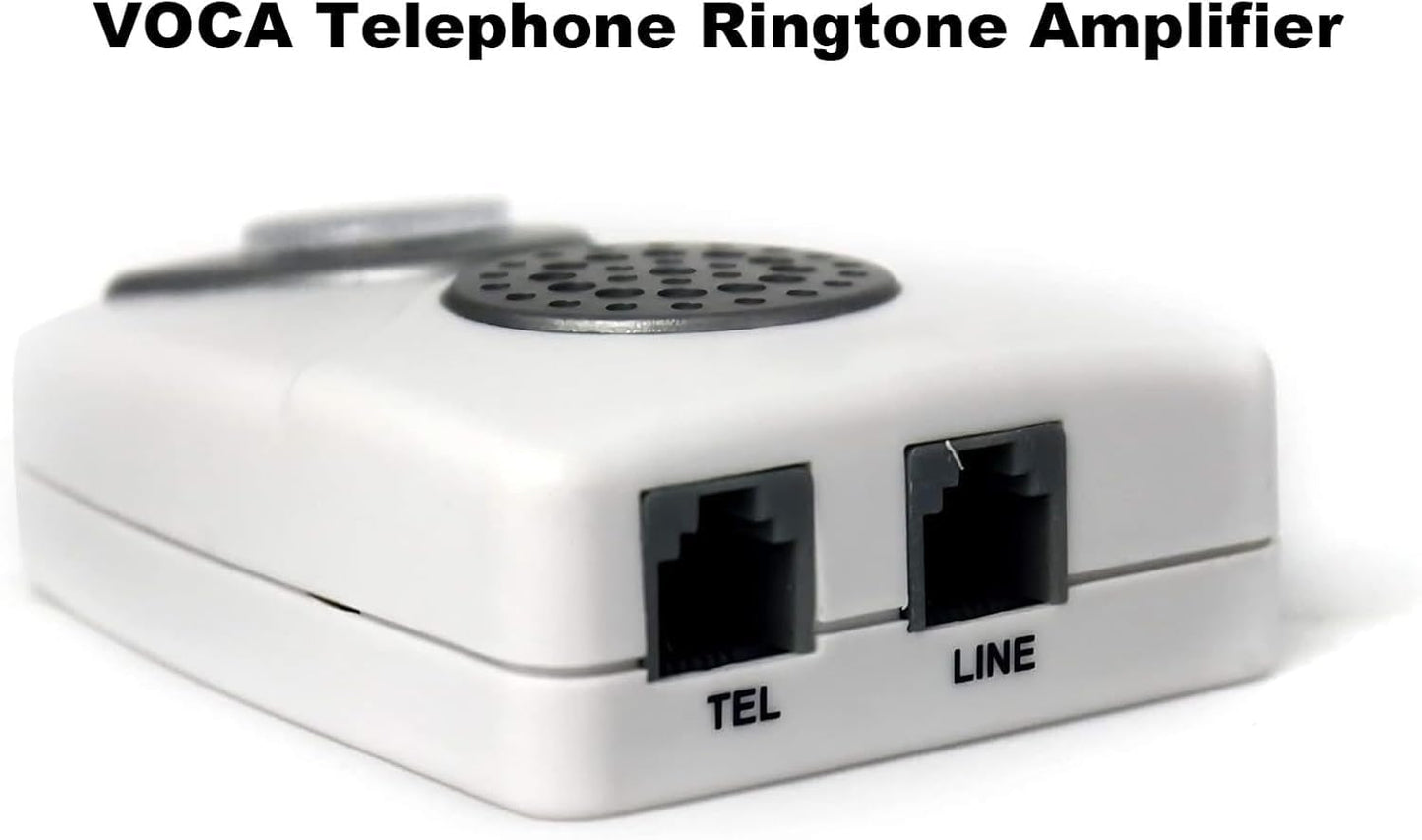 VOCA TA002 Telephone Ringer Amplifier with Flashing Light, up to 105dB, for Landline Phones, Wall Mountable, Ideal for Noisy and Hearing-Impaired