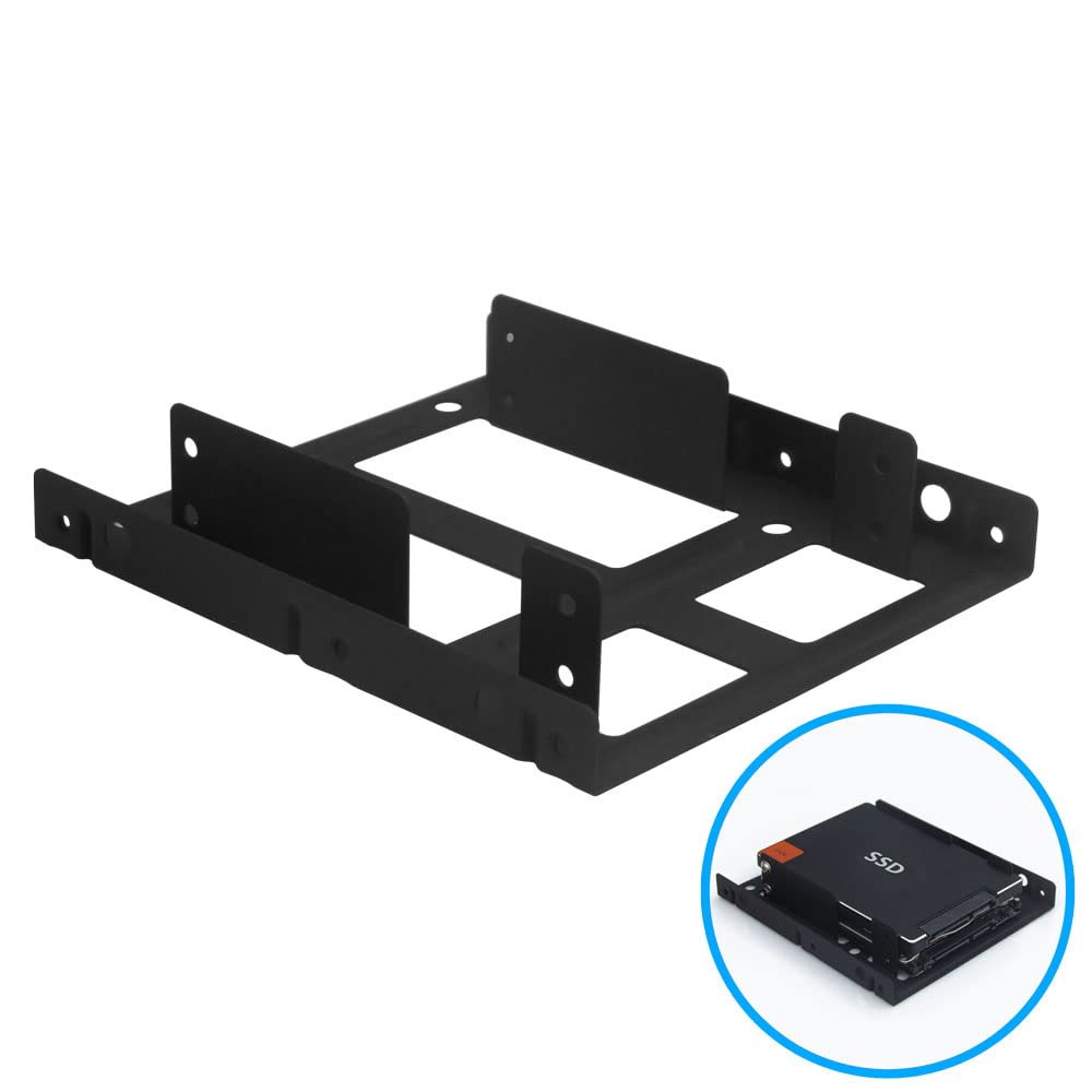 S.H.Y SPRUCES SSD Metal Mounting Bracket Kit, 2.5 to 3.5 Hard Drive Adapter, Compatible with Any 2.5 to 3.5 Drive Bay, with SATA Data Transfer Cable