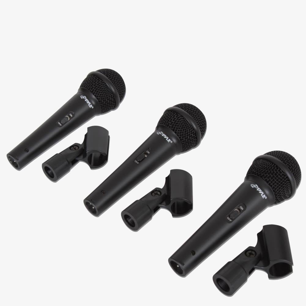 Pyle 3-Piece Professional Dynamic Microphone Kit - Cardioid Unidirectional Vocal Handheld Microphone with Hard Carry Case & Mic Holder/Clip - Pyle