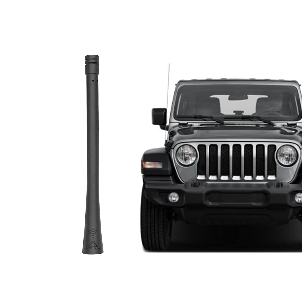 PYGHAP Stylish Short Antenna Compatible with Jeep Wrangler TJ JK JKU JL JLU & Jeep Gladiator JT All Models, 6" Short Radio AM FM Antenna, Car Wash