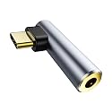 USB C to 3.5mm Audio Adapter, USB Type C to 3.5mm Female Headphone Jack Dongle Aux Adapter DAC Stereo HiFi Right Angle for iPhone 17 Air, iPhone 17