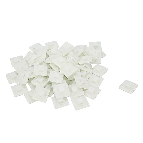 Bitray Cable Zip Tie Mounts 1x1 Inch Zip Wire Tie Mounting Base Self Adhesive Tie Mount White - 100pcs