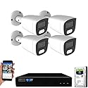 GW Security 8 Channel 12MP NVR 4K Security Camera System with 4 x 8MP PoE Spotlight Color Night Vision Outdoor/Indoor Microphone Bullet Cameras, Smart