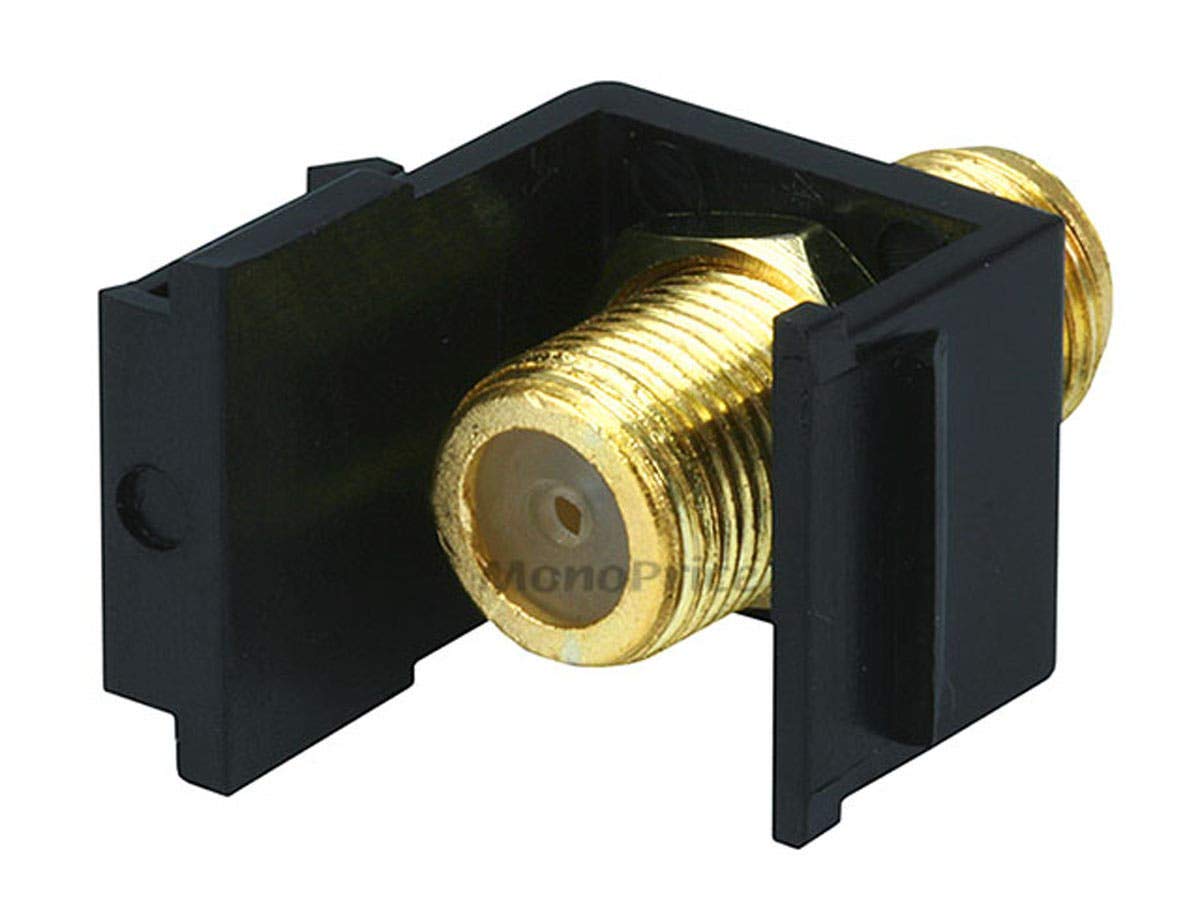 Monoprice Keystone Jack - Modular F-Type, For Use With Wall Plates and Keystone Panels, Black
