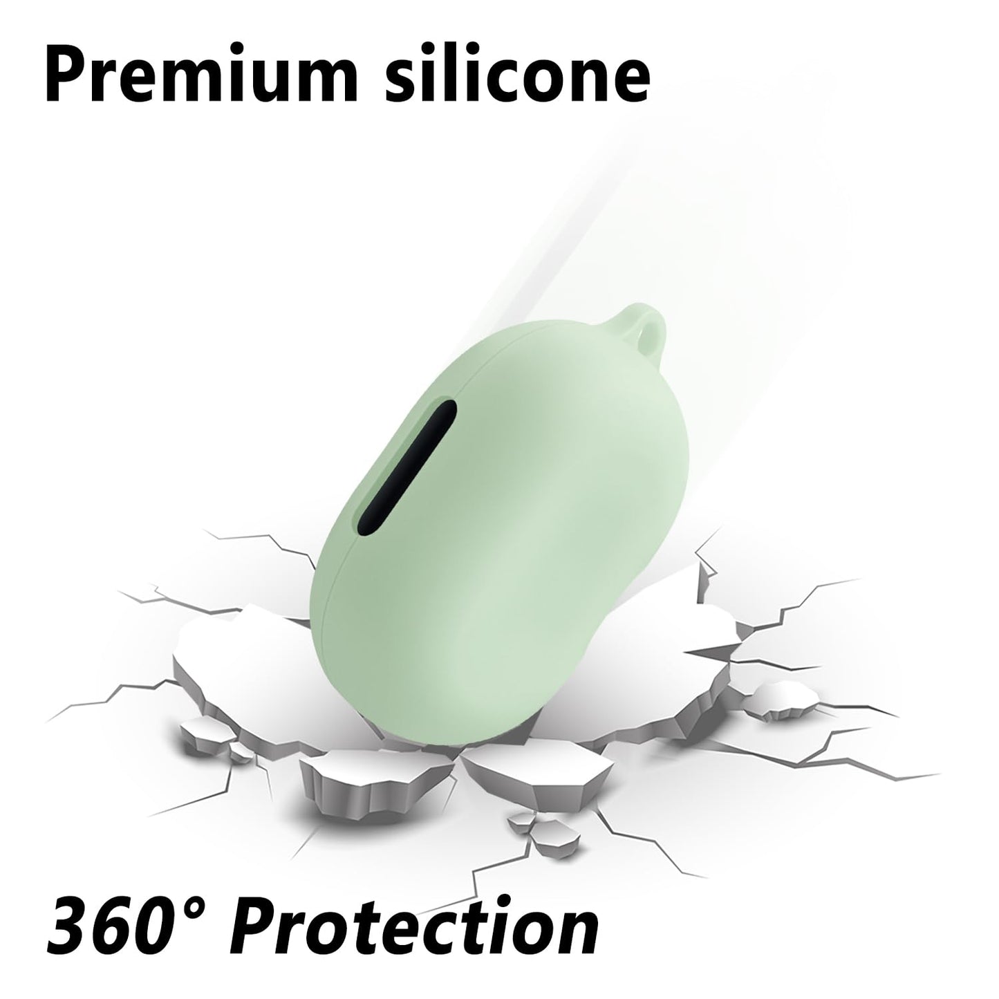 Geiomoo Silicone Case Compatible with Anker Soundcore Space A40, Protective Cover with Carabiner (Luminous Green)