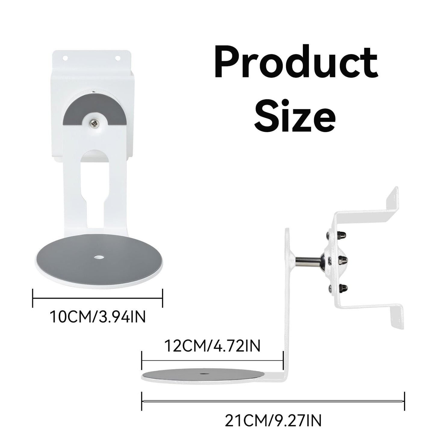 Fbyuitap 2 Pack Metal Wall Mount Compatible with Sonos Era 100, Adjustable Swivel Wall Mount Bracket Speaker Stand, White (White)