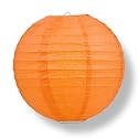 Quasimoon PaperLanternStore Decorative Paper Lantern - (Single, 20-Inch, Persimmon Orange, Even Ribbing) Round Paper Lantern - Ideal Wedding and Party