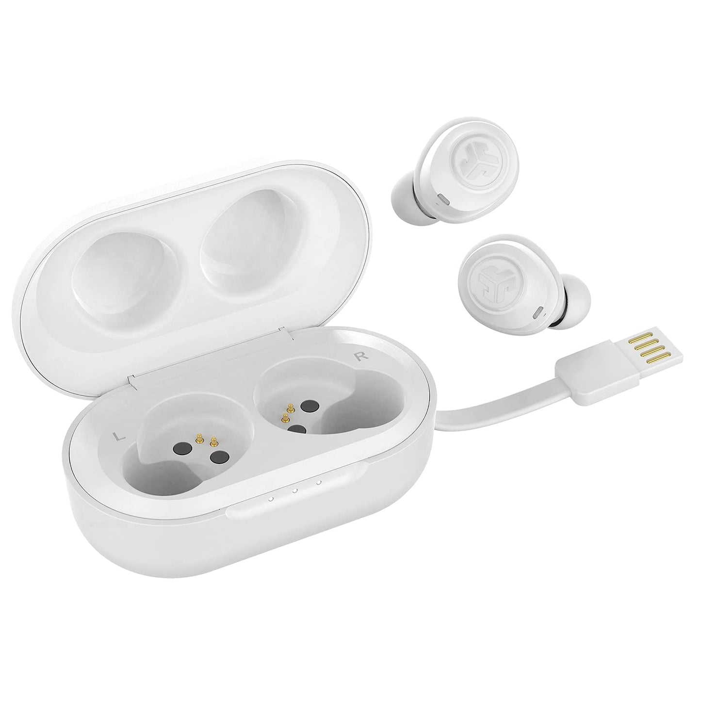 JLab JBuds Air True Wireless Signature Bluetooth Earbuds + Charging Case, White, IP55 Sweat Resistance, Bluetooth 5.0 Connection, 3 EQ Sound Settings
