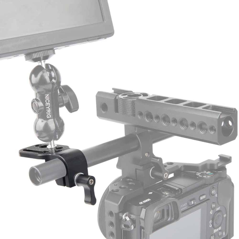 NICEYRIG Mini Mounting Plate with 15mm Rod Clamp for Monitor EVF Transmitter Receiver to 15mm Rod - 166