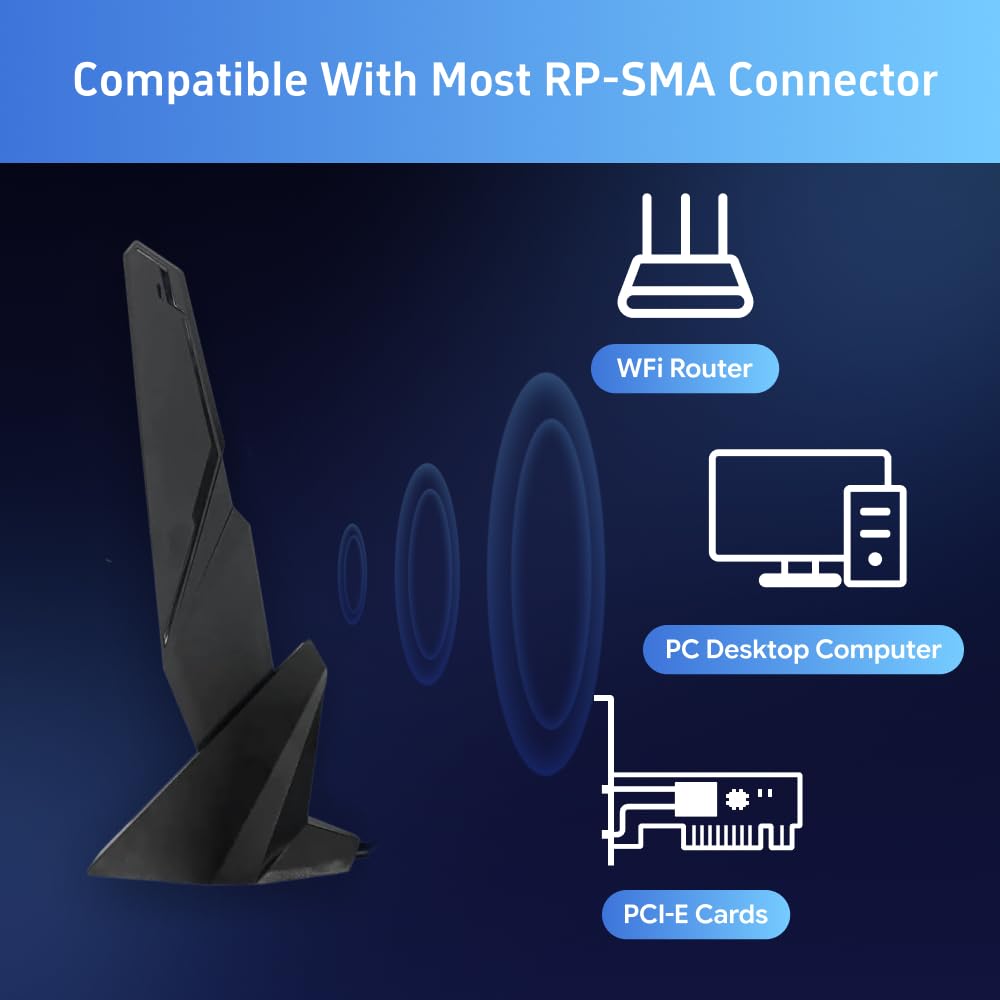 SAMXI SMA WiFi 6e 2T2R Antenna 2.4G/5G Dual Band for GIGABYTE AORUS Z390 Z270 Z370 Z490 Z590 Z690 X470 X570 X570S X570I H470 H470I H610 B460 B450 B550