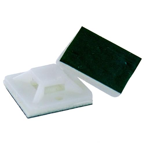 NavePoint Self Adhesive 20mm x 20mm Zip Tie Mount Base Clip Holder Mounting Pad White x100