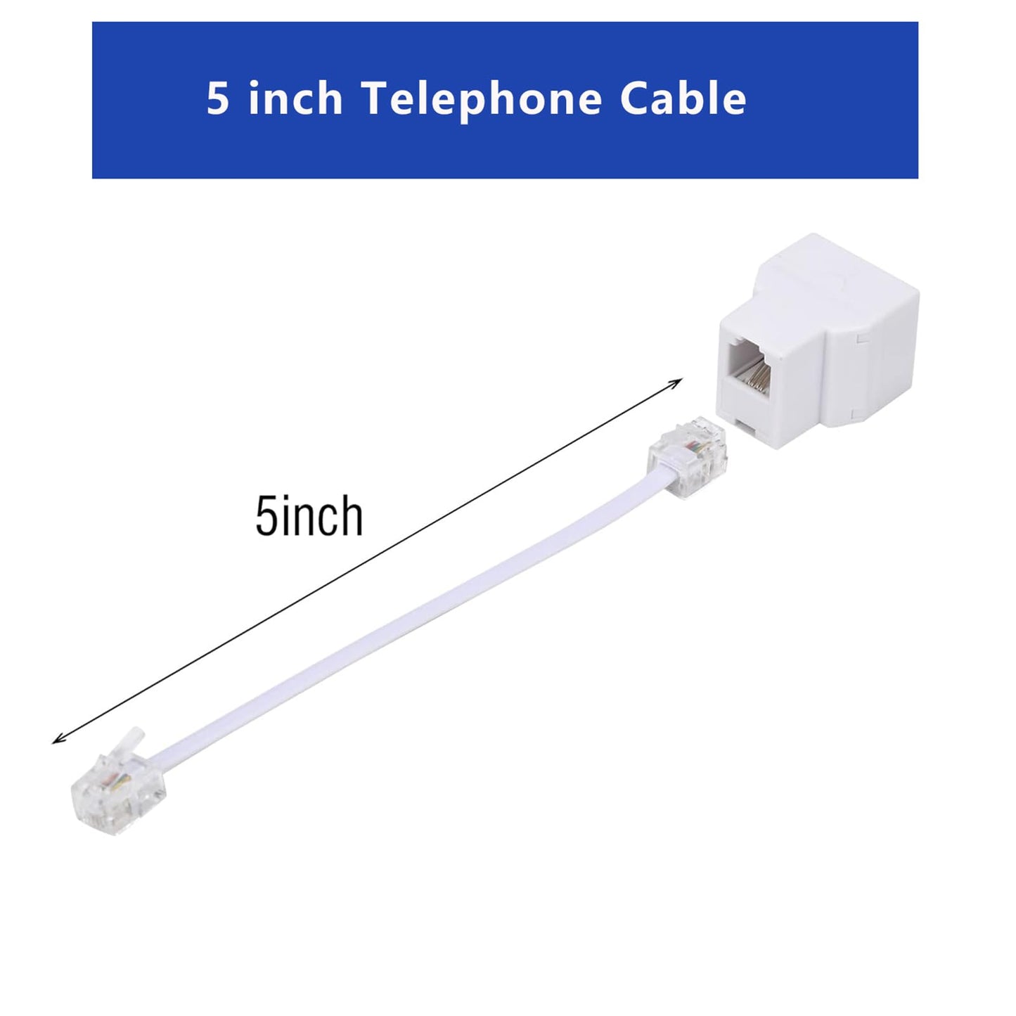 Yumiwoow Phone Line Splitter,Telephone Splitter,with RJ11 6P4C Plugs,Suitable for Telephone,Fax Machine,White 3-Pack