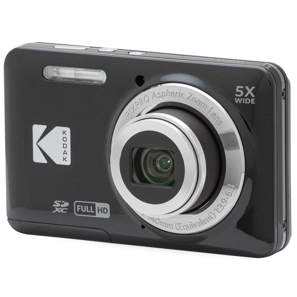 Kodak FZ55BK PIXPRO FZ55 Digital Camera Black Bundle with Lexar 64GB High-Performance 800x UHS-I SDHC Memory Card Blue Series