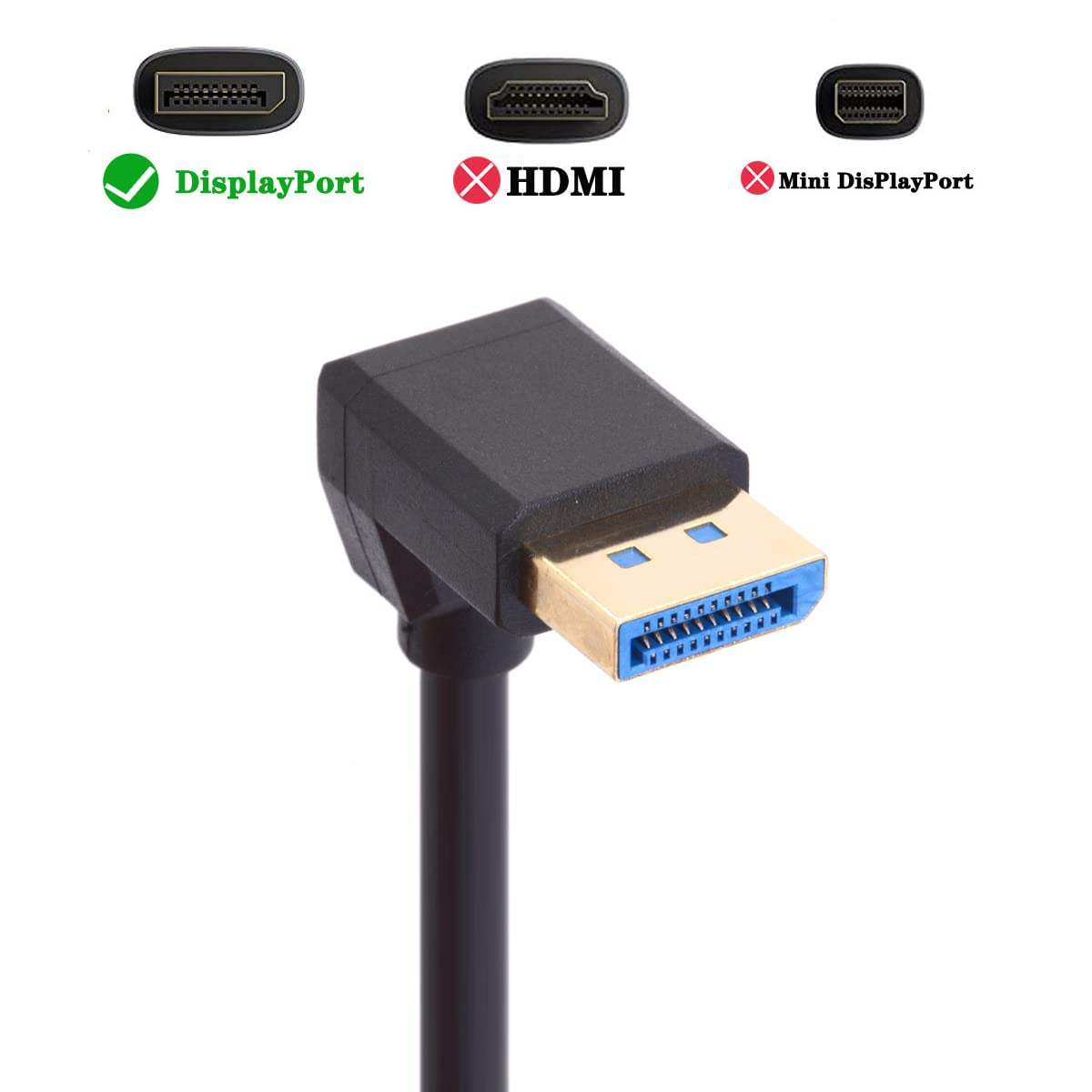 GLHONG 8K DisplayPort 1.4 Extension Cable, 90 Degree Angle DP Male to DP Female Extender Adapter Connector Cord, Support 8K@60Hz 4K@144Hz 1080p@240HZ