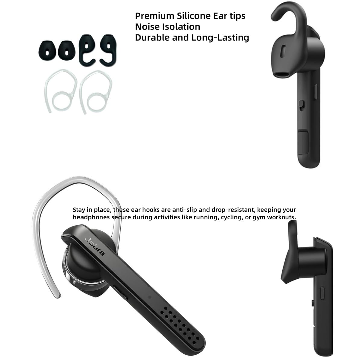Miayaya Eargels Ear Loops Tips for Jabra Stealth UC Bluetooth Silicone Ear Pieces Compatible for Jabra Talk 45 Bluetooth Headset Accessory Pack Clips