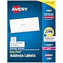 Avery Easy Peel Printable Address Labels with Sure Feed, 1" x 2-5/8" Customizable Stickers, White, 3,000 Blank Mailing Labels, Great for Mailing