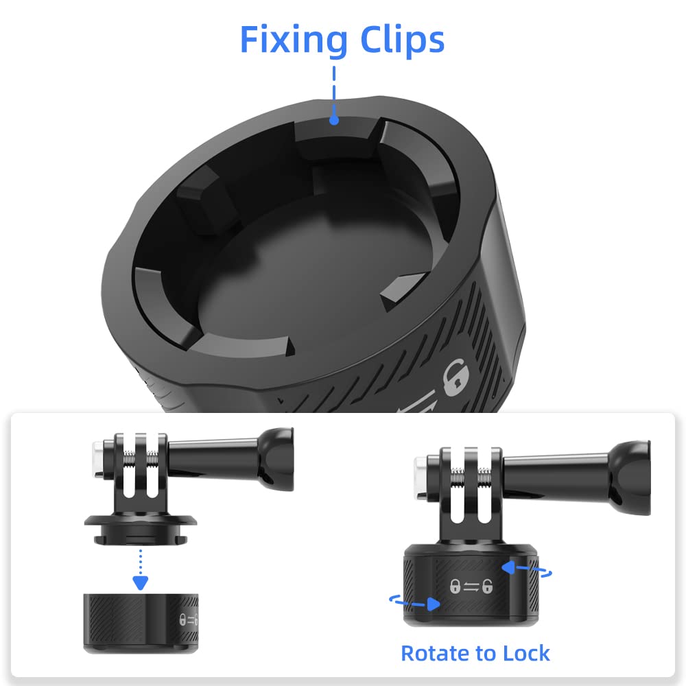 SUREWO Quick Release Base Mount Kit for GoPro,Magnetic Suction & Swivel Lock Adapter Compatible with GoPro Hero 13 12 11 10 9 8 7 6 5 Black,DJI Osmo