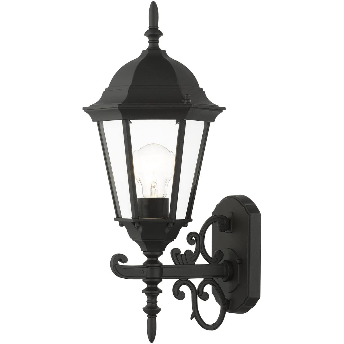 Livex Lighting 7556-14 Outdoor Wall Lantern with Clear Beveled Glass Shades, 20" x 8" x 20", Black